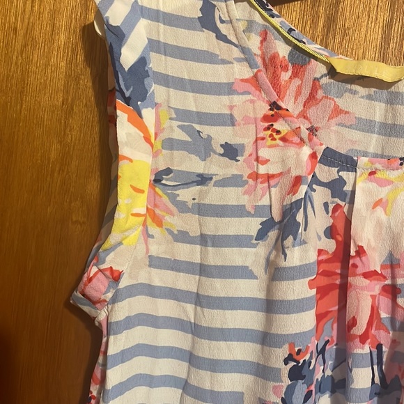 •JOULES•ALYSE BLUE & WHITE STRIPED FLORAL CAP SLEEVE TANK TOP BLOUSE SIZE SMALL - Picture 7 of 7
